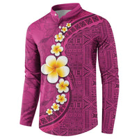 Polynesian Hibiscus and Plumeria with Tapa Pattern Button Sweatshirt Pink Color LT03 - Polynesian Pride