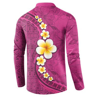 Polynesian Hibiscus and Plumeria with Tapa Pattern Button Sweatshirt Pink Color LT03 - Polynesian Pride