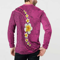Polynesian Hibiscus and Plumeria with Tapa Pattern Button Sweatshirt Pink Color LT03 - Polynesian Pride