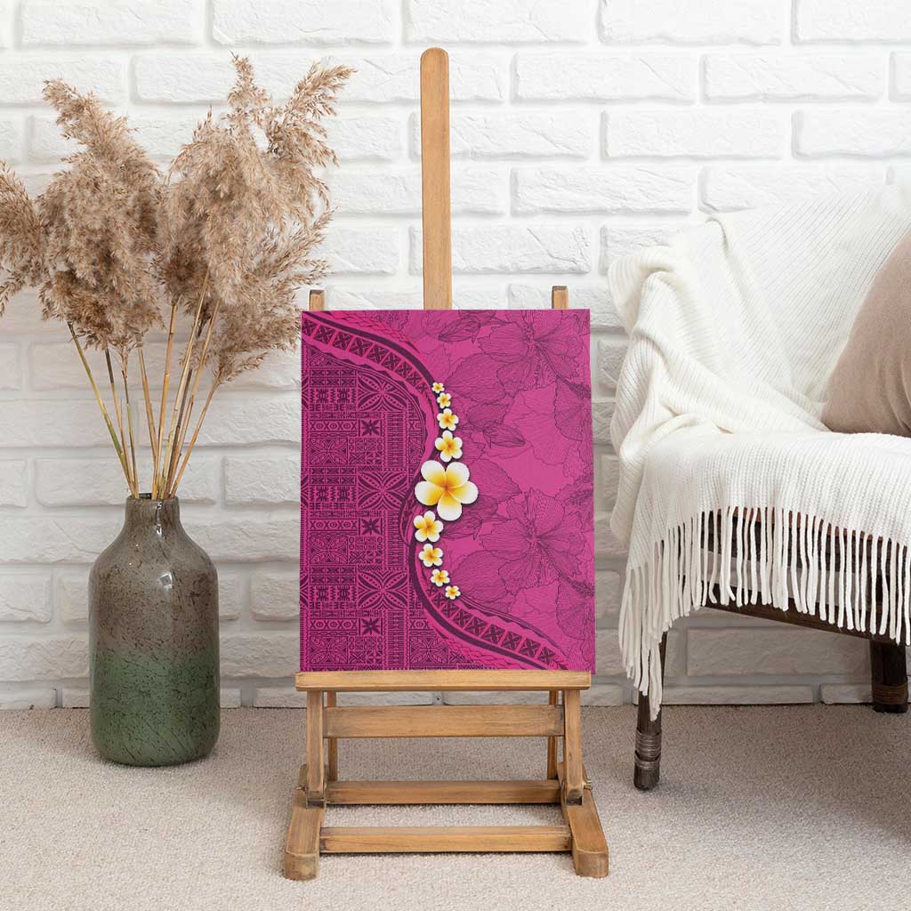 Polynesian Hibiscus and Plumeria with Tapa Pattern Canvas Wall Art Pink Color LT03 - Polynesian Pride