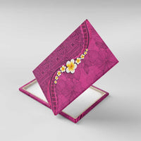 Polynesian Hibiscus and Plumeria with Tapa Pattern Canvas Wall Art Pink Color LT03 With Frame Pink - Polynesian Pride