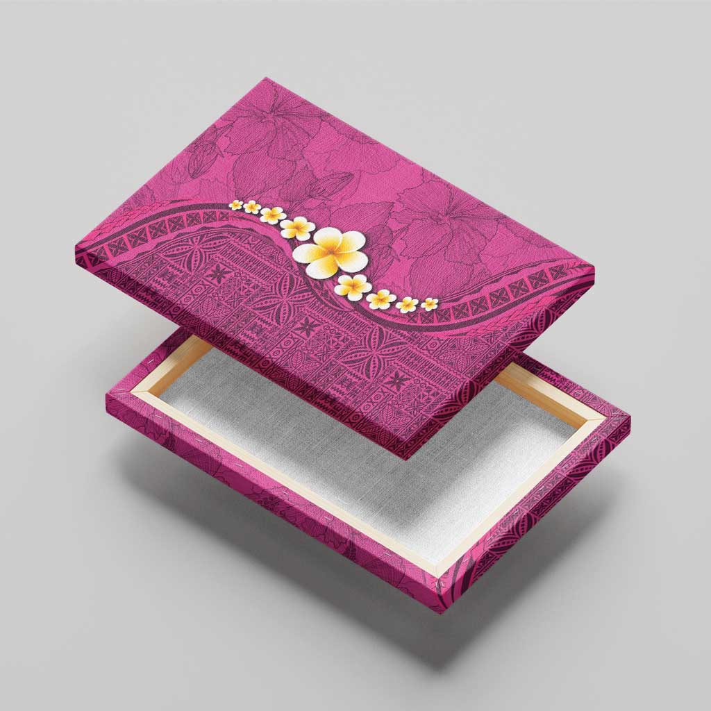 Polynesian Hibiscus and Plumeria with Tapa Pattern Canvas Wall Art Pink Color LT03 - Polynesian Pride