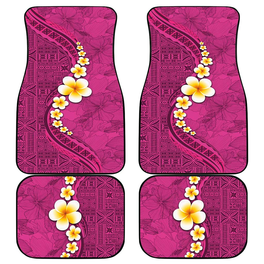 Polynesian Hibiscus and Plumeria with Tapa Pattern Car Mats Pink Color LT03 - Polynesian Pride