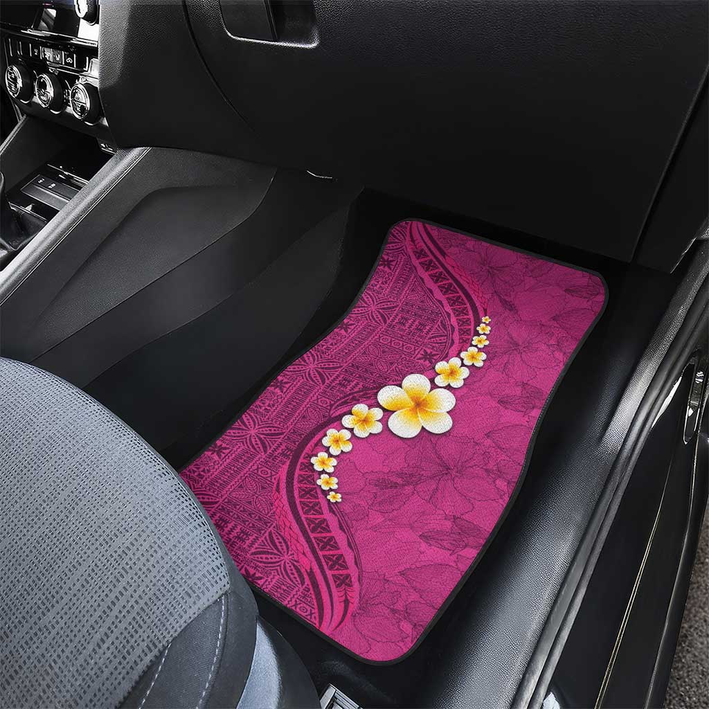 Polynesian Hibiscus and Plumeria with Tapa Pattern Car Mats Pink Color LT03 - Polynesian Pride
