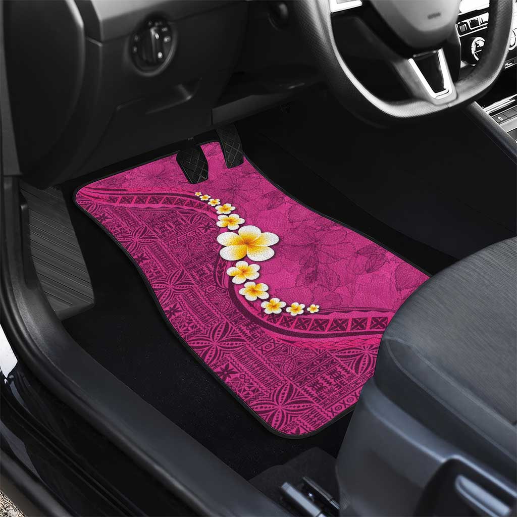 Polynesian Hibiscus and Plumeria with Tapa Pattern Car Mats Pink Color LT03 - Polynesian Pride