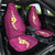 Polynesian Hibiscus and Plumeria with Tapa Pattern Car Seat Cover Pink Color