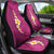 Polynesian Hibiscus and Plumeria with Tapa Pattern Car Seat Cover Pink Color