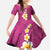 Polynesian Hibiscus and Plumeria with Tapa Pattern Family Matching Long Sleeve Bodycon Dress and Hawaiian Shirt Pink Color