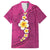 Polynesian Hibiscus and Plumeria with Tapa Pattern Family Matching Long Sleeve Bodycon Dress and Hawaiian Shirt Pink Color