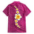 Polynesian Hibiscus and Plumeria with Tapa Pattern Family Matching Long Sleeve Bodycon Dress and Hawaiian Shirt Pink Color