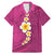 Polynesian Hibiscus and Plumeria with Tapa Pattern Family Matching Mermaid Dress and Hawaiian Shirt Pink Color