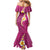 Polynesian Hibiscus and Plumeria with Tapa Pattern Family Matching Mermaid Dress and Hawaiian Shirt Pink Color