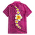 Polynesian Hibiscus and Plumeria with Tapa Pattern Family Matching Off The Shoulder Long Sleeve Dress and Hawaiian Shirt Pink Color