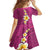 Polynesian Hibiscus and Plumeria with Tapa Pattern Family Matching Off Shoulder Maxi Dress and Hawaiian Shirt Pink Color