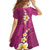Polynesian Hibiscus and Plumeria with Tapa Pattern Family Matching Off Shoulder Short Dress and Hawaiian Shirt Pink Color