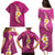 Polynesian Hibiscus and Plumeria with Tapa Pattern Family Matching Puletasi and Hawaiian Shirt Pink Color