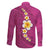 Polynesian Hibiscus and Plumeria with Tapa Pattern Family Matching Tank Maxi Dress and Hawaiian Shirt Pink Color