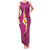 Polynesian Hibiscus and Plumeria with Tapa Pattern Family Matching Tank Maxi Dress and Hawaiian Shirt Pink Color