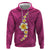 Polynesian Hibiscus and Plumeria with Tapa Pattern Hoodie Pink Color