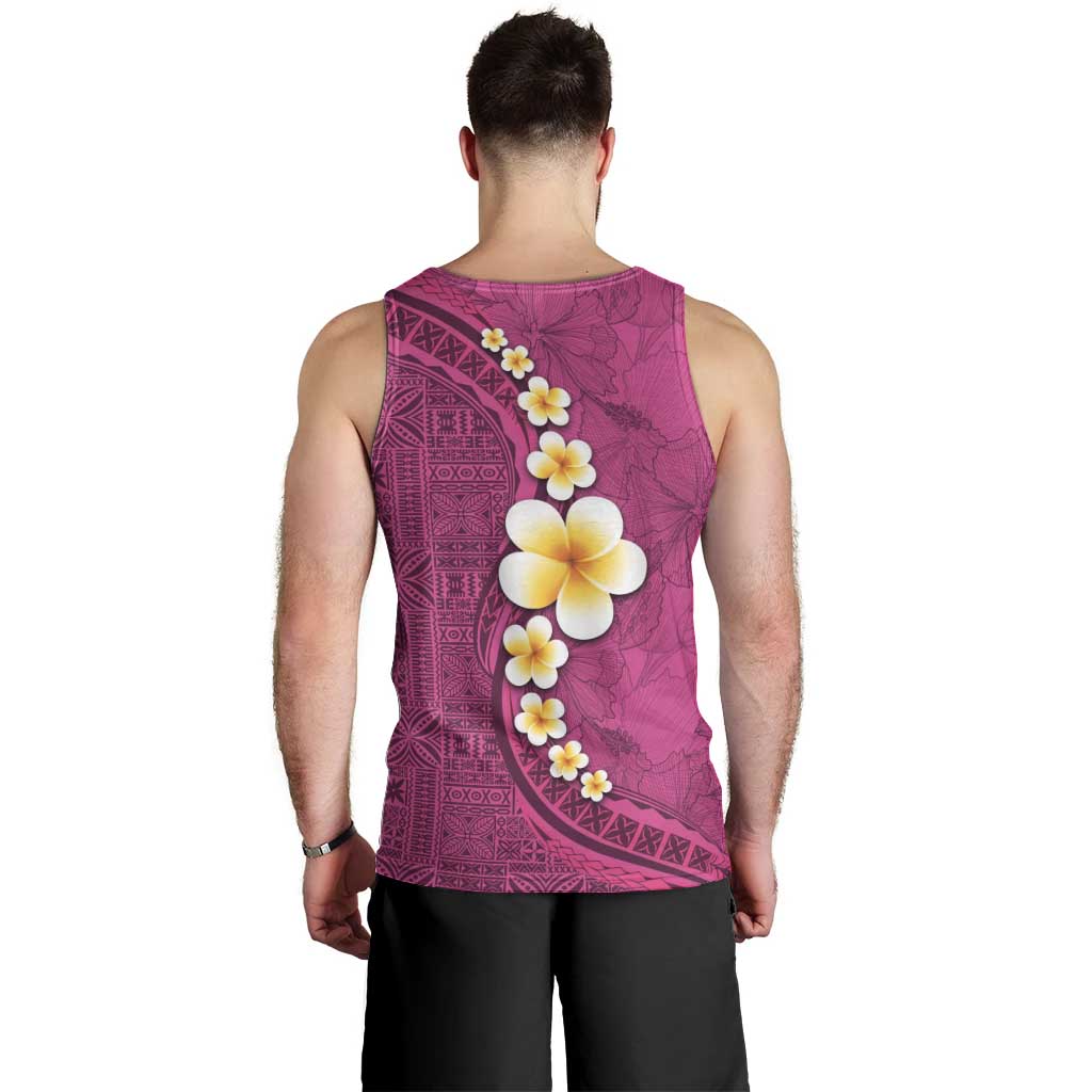 Polynesian Hibiscus and Plumeria with Tapa Pattern Men Tank Top Pink Color LT03 - Polynesian Pride