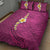 Polynesian Hibiscus and Plumeria with Tapa Pattern Quilt Bed Set Pink Color