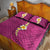 Polynesian Hibiscus and Plumeria with Tapa Pattern Quilt Bed Set Pink Color