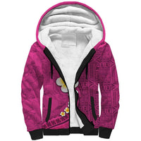 Polynesian Hibiscus and Plumeria with Tapa Pattern Sherpa Hoodie Pink Color LT03 Unisex Pink - Polynesian Pride