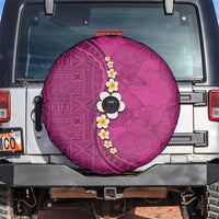 Polynesian Hibiscus and Plumeria with Tapa Pattern Spare Tire Cover Pink Color LT03 Pink - Polynesian Pride