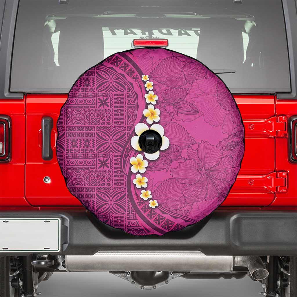 Polynesian Hibiscus and Plumeria with Tapa Pattern Spare Tire Cover Pink Color LT03 - Polynesian Pride