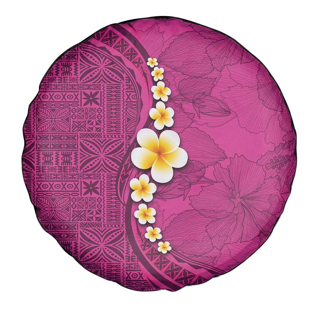 Polynesian Hibiscus and Plumeria with Tapa Pattern Spare Tire Cover Pink Color LT03 - Polynesian Pride