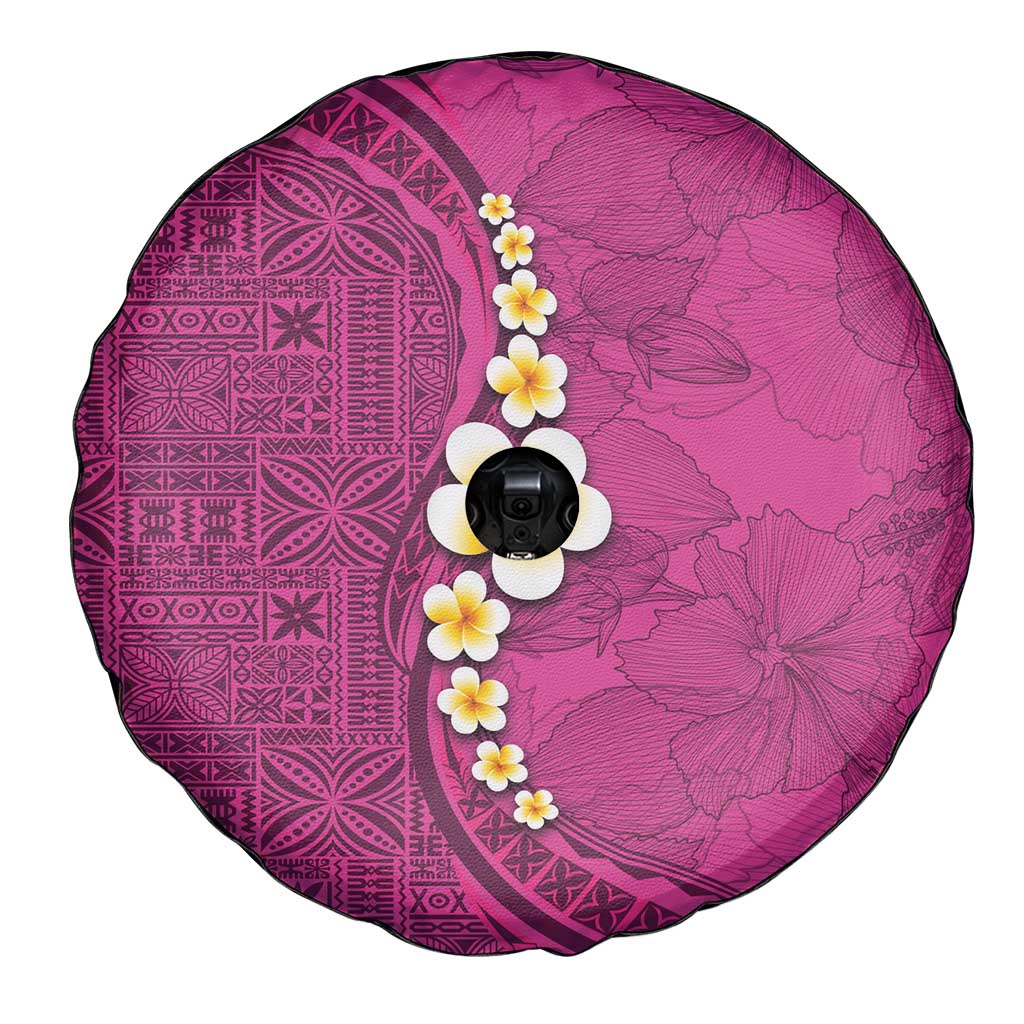 Polynesian Hibiscus and Plumeria with Tapa Pattern Spare Tire Cover Pink Color LT03 - Polynesian Pride