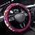 Polynesian Hibiscus and Plumeria with Tapa Pattern Steering Wheel Cover Pink Color