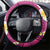 Polynesian Hibiscus and Plumeria with Tapa Pattern Steering Wheel Cover Pink Color