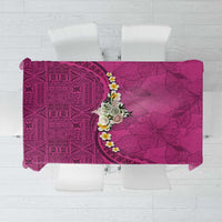 Polynesian Hibiscus and Plumeria with Tapa Pattern Tablecloth Pink Color LT03 Pink - Polynesian Pride