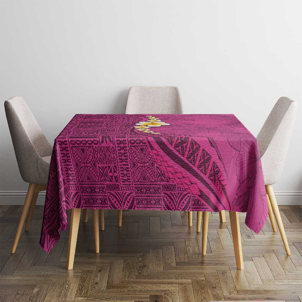 Polynesian Hibiscus and Plumeria with Tapa Pattern Tablecloth Pink Color LT03 - Polynesian Pride