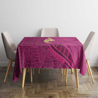 Polynesian Hibiscus and Plumeria with Tapa Pattern Tablecloth Pink Color LT03 - Polynesian Pride
