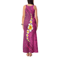 Polynesian Hibiscus and Plumeria with Tapa Pattern Tank Maxi Dress Pink Color LT03 - Polynesian Pride