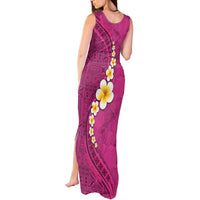Polynesian Hibiscus and Plumeria with Tapa Pattern Tank Maxi Dress Pink Color LT03 - Polynesian Pride