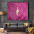 Polynesian Hibiscus and Plumeria with Tapa Pattern Tapestry Pink Color