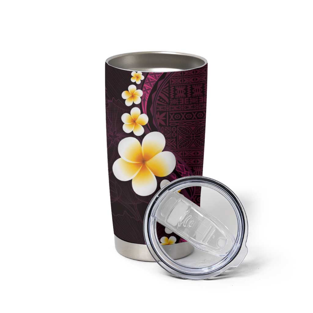 Polynesian Hibiscus and Plumeria with Tapa Pattern Tumbler Cup Pink Color LT03 - Polynesian Pride