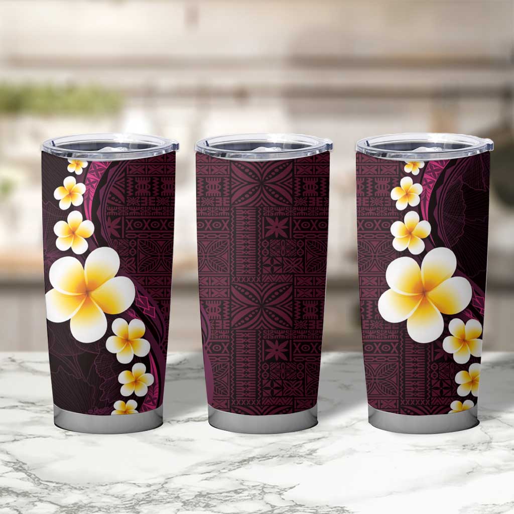 Polynesian Hibiscus and Plumeria with Tapa Pattern Tumbler Cup Pink Color LT03 - Polynesian Pride