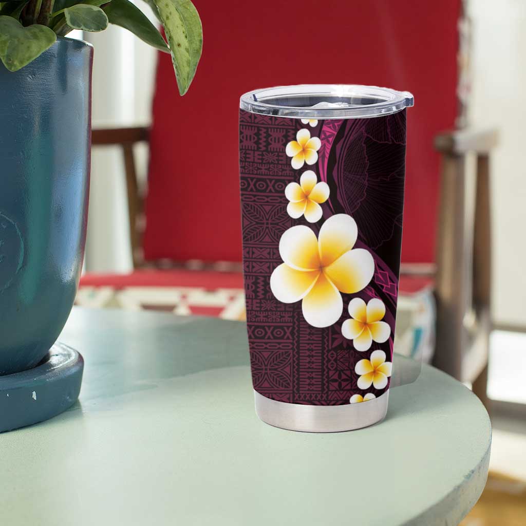 Polynesian Hibiscus and Plumeria with Tapa Pattern Tumbler Cup Pink Color LT03 - Polynesian Pride