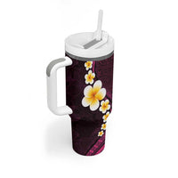 Polynesian Hibiscus and Plumeria with Tapa Pattern Tumbler With Handle Pink Color LT03 - Polynesian Pride