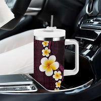 Polynesian Hibiscus and Plumeria with Tapa Pattern Tumbler With Handle Pink Color LT03 - Polynesian Pride