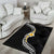 Pacific Hibiscus and Plumeria with Tapa Pattern Area Rug Black Color