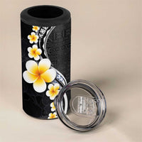 Pacific Hibiscus and Plumeria with Tapa Pattern 4 in 1 Can Cooler Tumbler Black Color