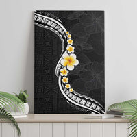 Pacific Hibiscus and Plumeria with Tapa Pattern Canvas Wall Art Black Color LT03 - Polynesian Pride