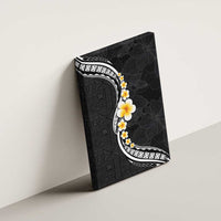 Pacific Hibiscus and Plumeria with Tapa Pattern Canvas Wall Art Black Color LT03 - Polynesian Pride