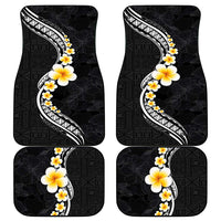 Pacific Hibiscus and Plumeria with Tapa Pattern Car Mats Black Color LT03 - Polynesian Pride