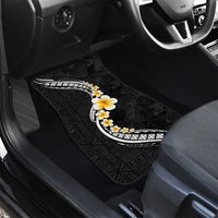 Pacific Hibiscus and Plumeria with Tapa Pattern Car Mats Black Color LT03 - Polynesian Pride